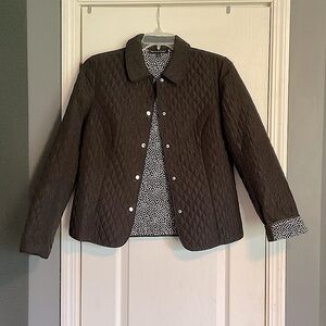 Briggs New York Black Utility Jacket Womens Sz M Tailored Quilted Design Office